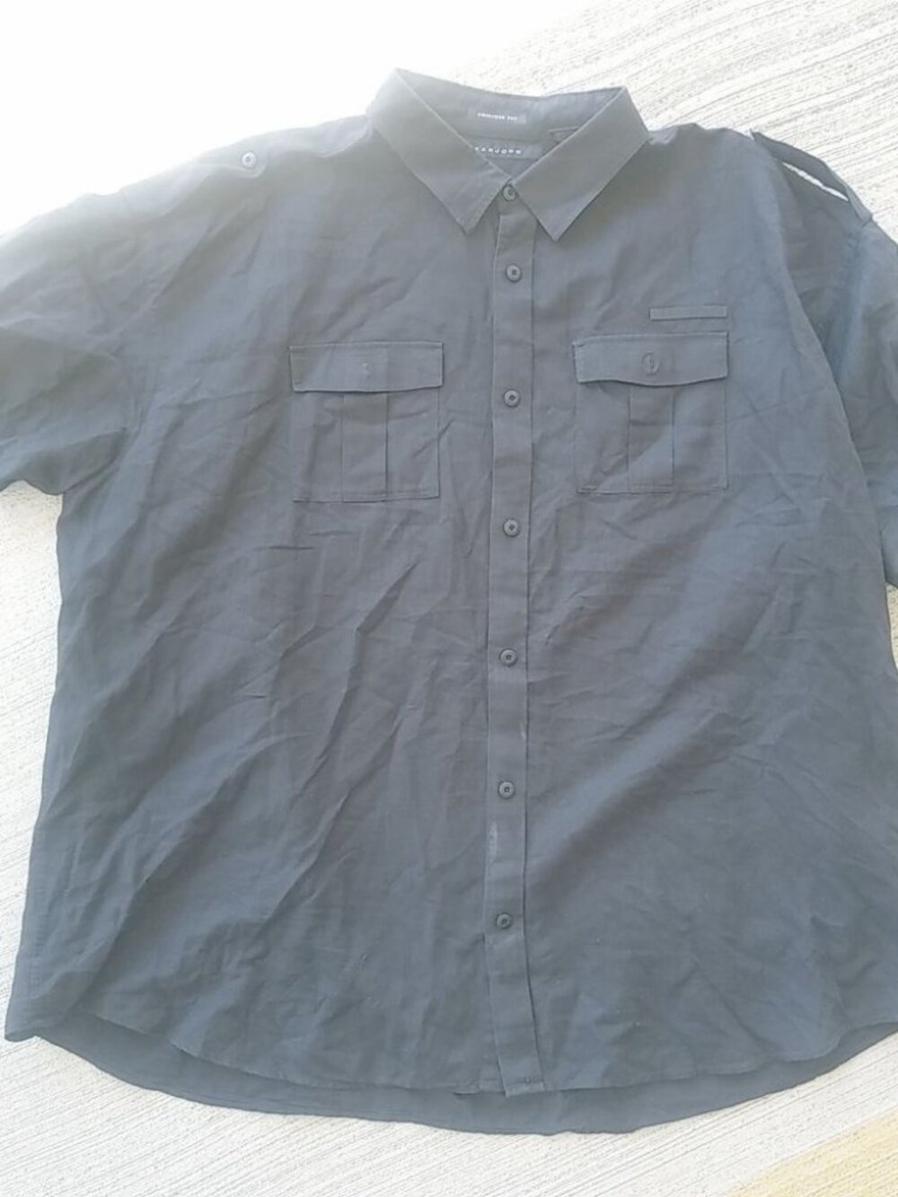 Sean John Mens 5XL Black Linen Blend Shirt